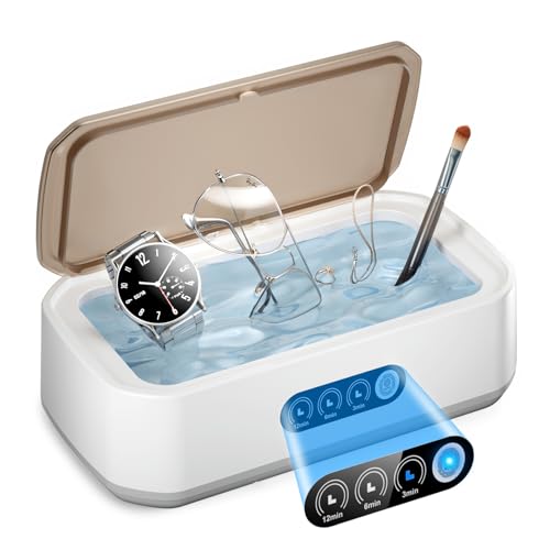 WINTERCRUSH Ultrasonic Retainer Cleaner for Tooth: 50KHz Jewelry Cleaner Deep Cleaning Machine - 650ML Dental Cleaning Pod for Dentures/Mouth Guards/Eyeglasses-3 Timers -Stainless Steel, Reliable Use