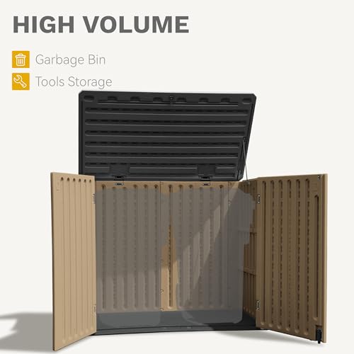 DWVO 5x3ft Resin Outdoor Storage Shed with Floor, Waterproof Lockable Storage Shed with Window, Plastic Outside Tool Storage for Garden, Backyard, Patio, Lawn, Gray