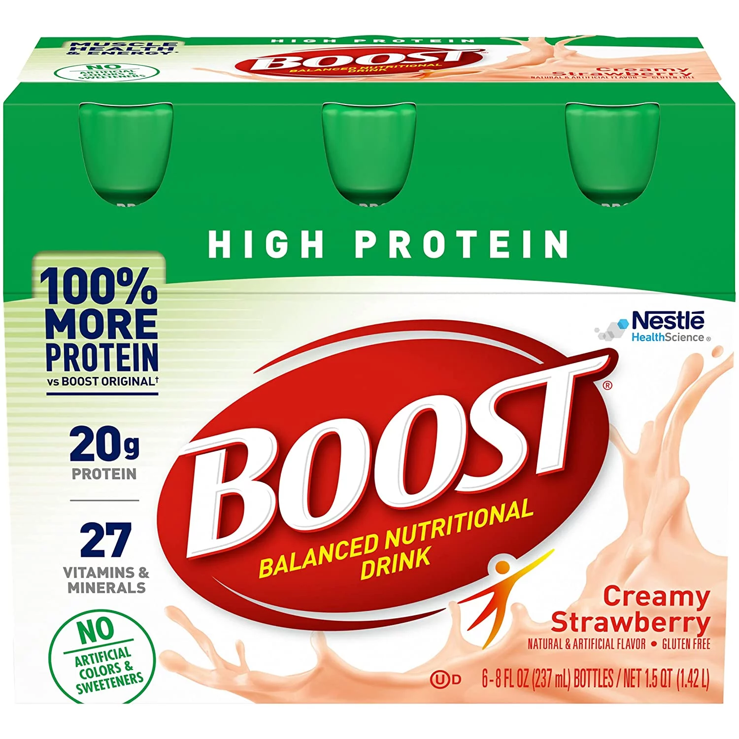 BOOST HIGH PROTEIN Creamy Strawberry 6 ct. - 8 fl. oz. Bottles (Pack of 3)