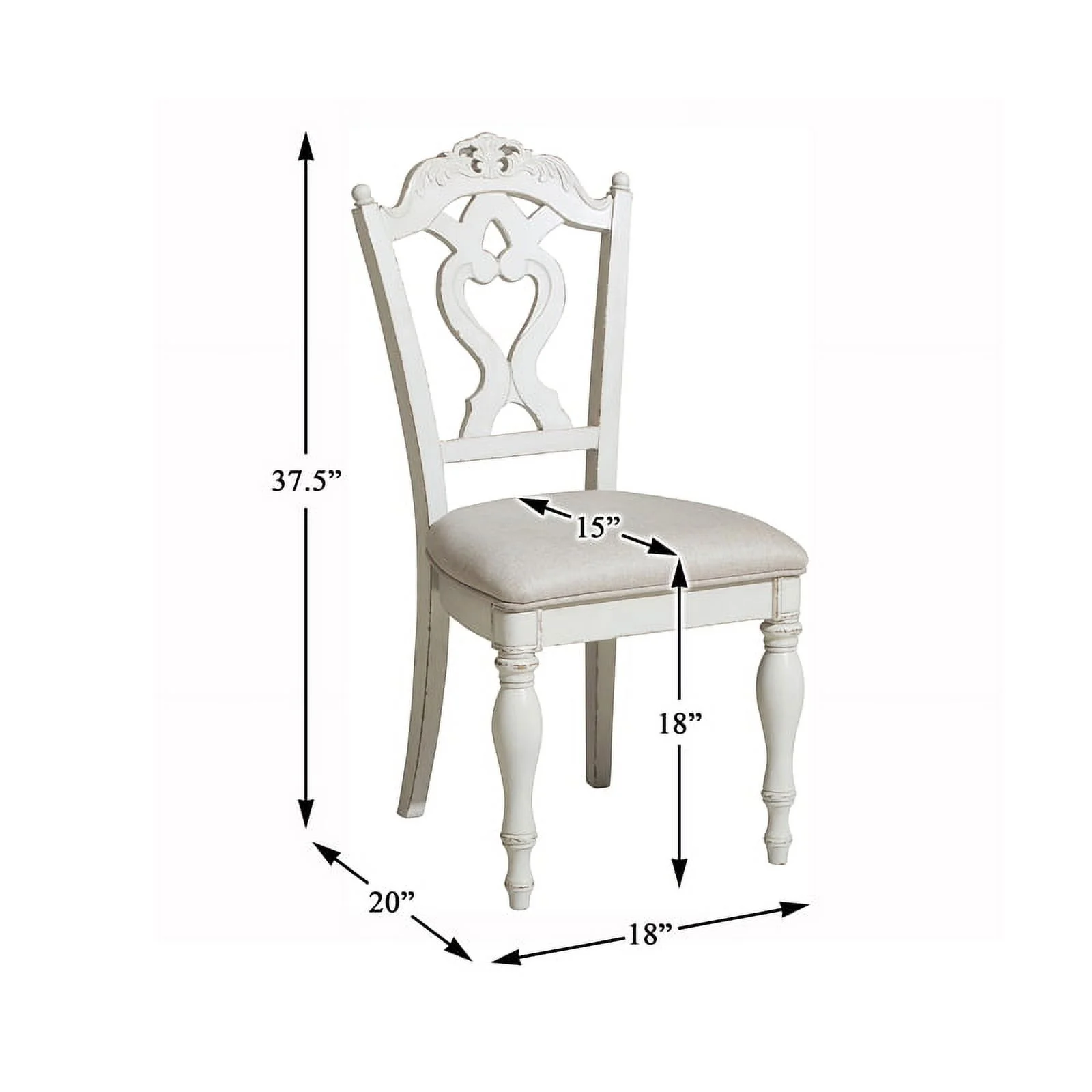 Lexicon Traditional Wood and MDF Board Writing Desk Chair in Antique White/Gray