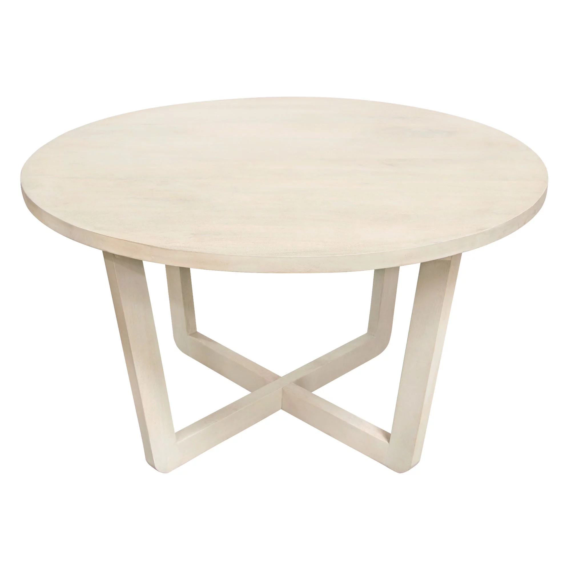 Solano 51 Round Solid Mango Wood Dining Table in Light Natural Grey Wash Finish by Diamond Sofa