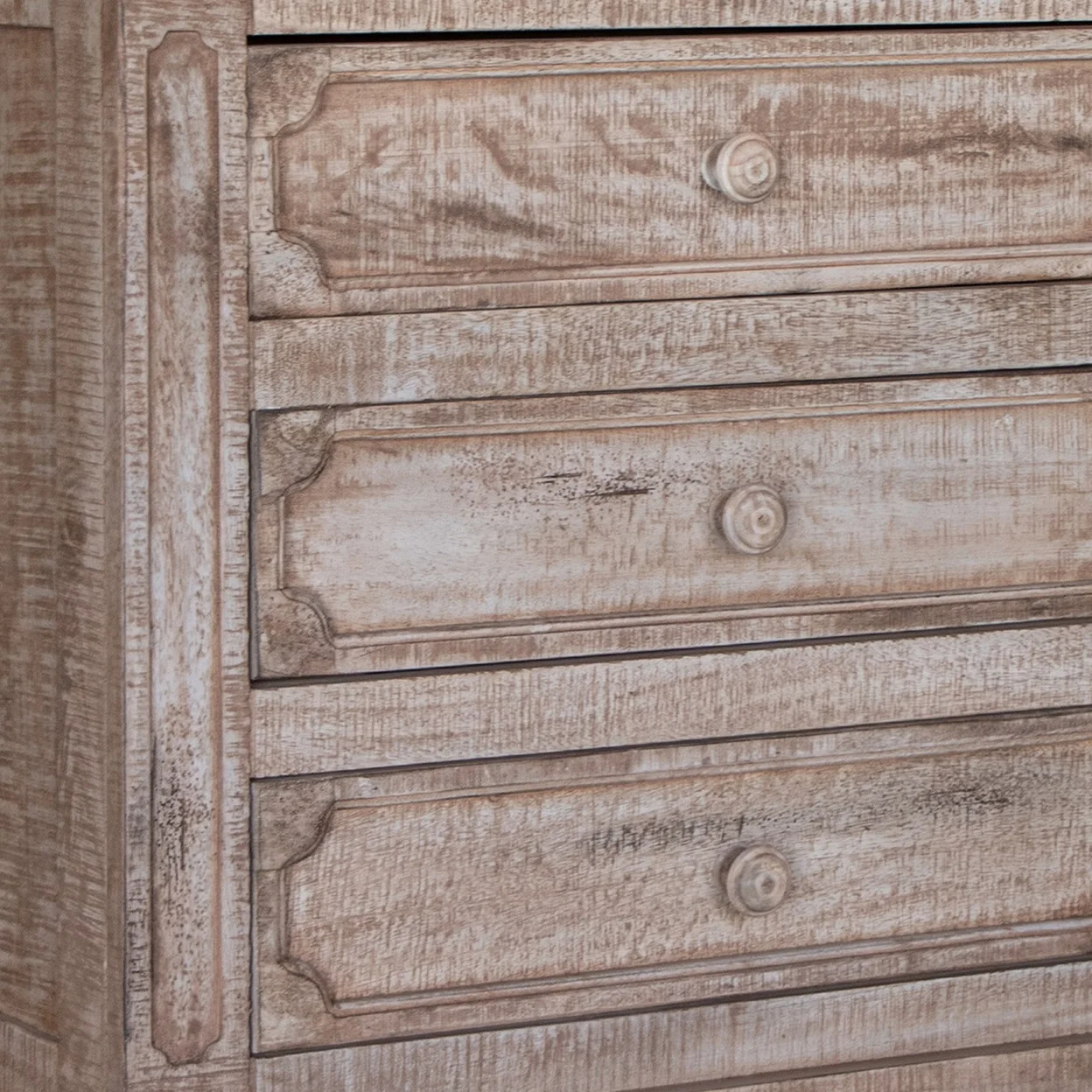 Gien 31 Inch Bedside Nightstand Mango Wood 3 Gliding Drawers Light Brown- Saltoro Sherpi