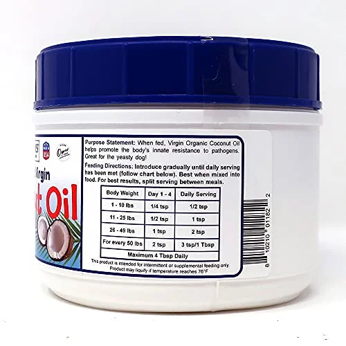 Organic Extra Virgin Coconut Oil 1 Pound helps with supporting skin and coat, and promotes a healthy metabolism.
