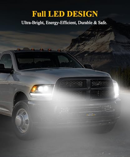 Partsam Full LED Headlights Assembly Compatible with 2009-2018 Ram 1500 2500 3500, DOT Approved Dual Projector Assembly Pair with Start Animation DRL Sequential Turn Signal Hi/Low Beam 6500K 12V IP67