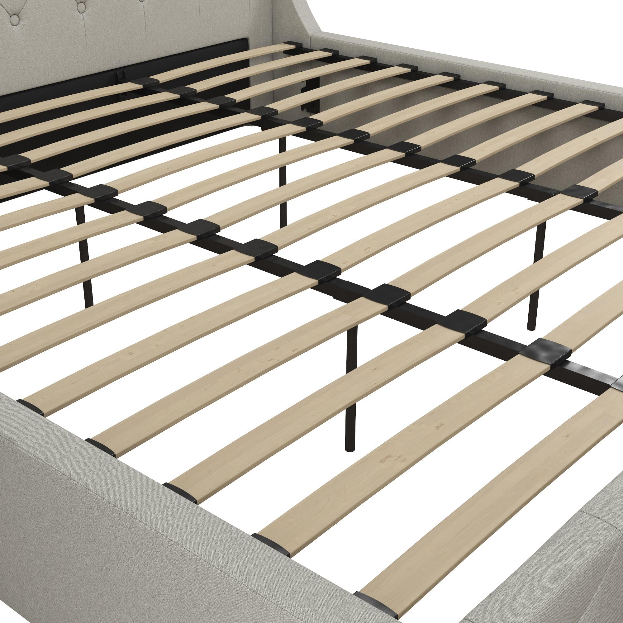 CosmoLiving by Cosmopolitan Mercer Upholstered Bed, Light Gray Linen, King