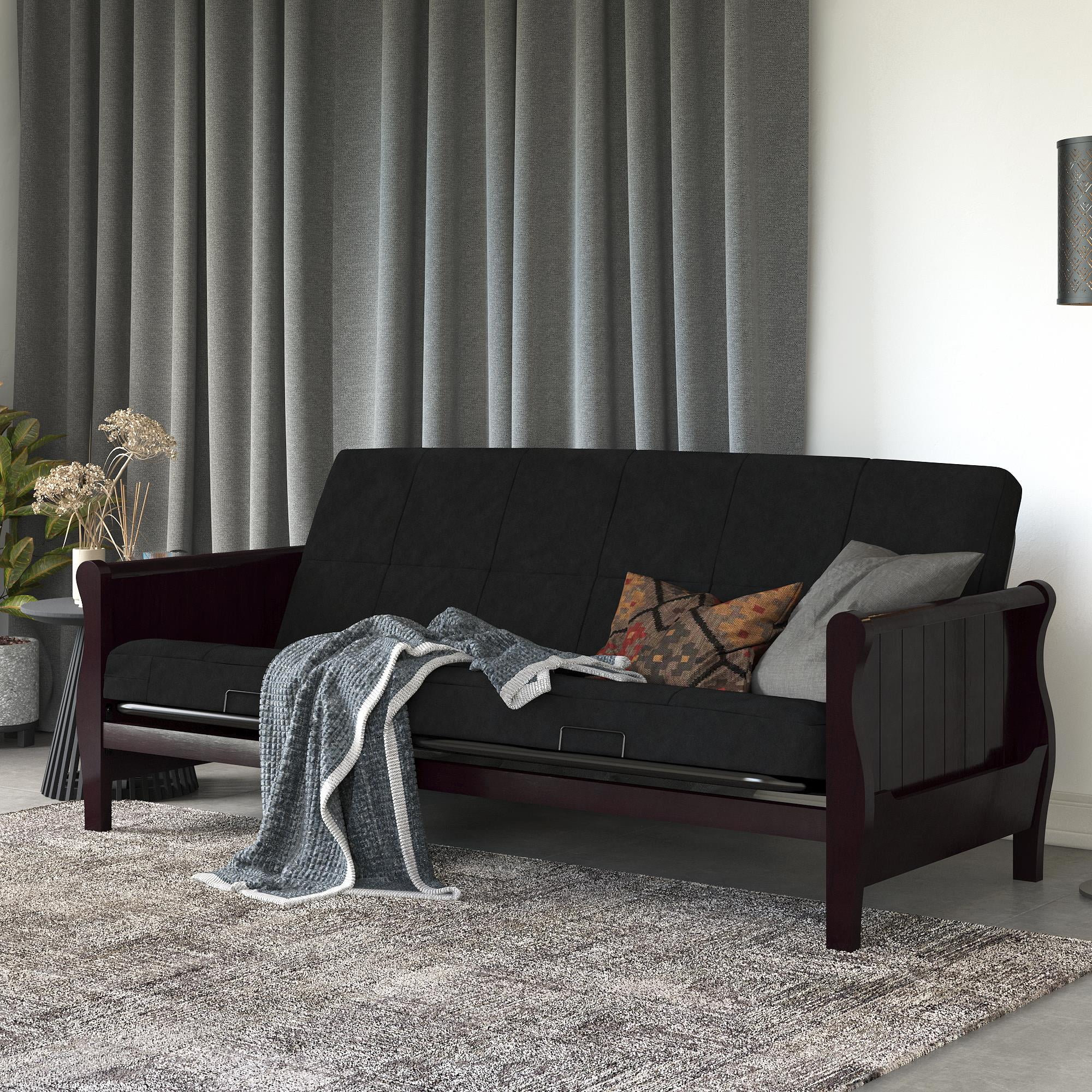 DHP Willow 6 Inch Full Size Quilted Microfiber Futon Mattress, Black