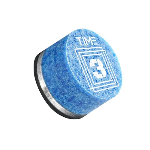 RHINO TIME Crystal Pool Billiard Cue Tip - 14mm/ Blue/Hardness TIME 1(Super Soft), TIME 2(Soft), TIME 3(Medium), TIME 4(Medium Hard),TIME 5 (Hard)