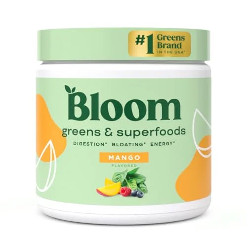 Bloom Nutrition Super Greens Powder Smoothie & Juice Mix - Probiotics for Digestive Health & Bloating Relief for Women, Digestive Enzymes with Superfoods Spirulina & Chlorella for Gut Heal