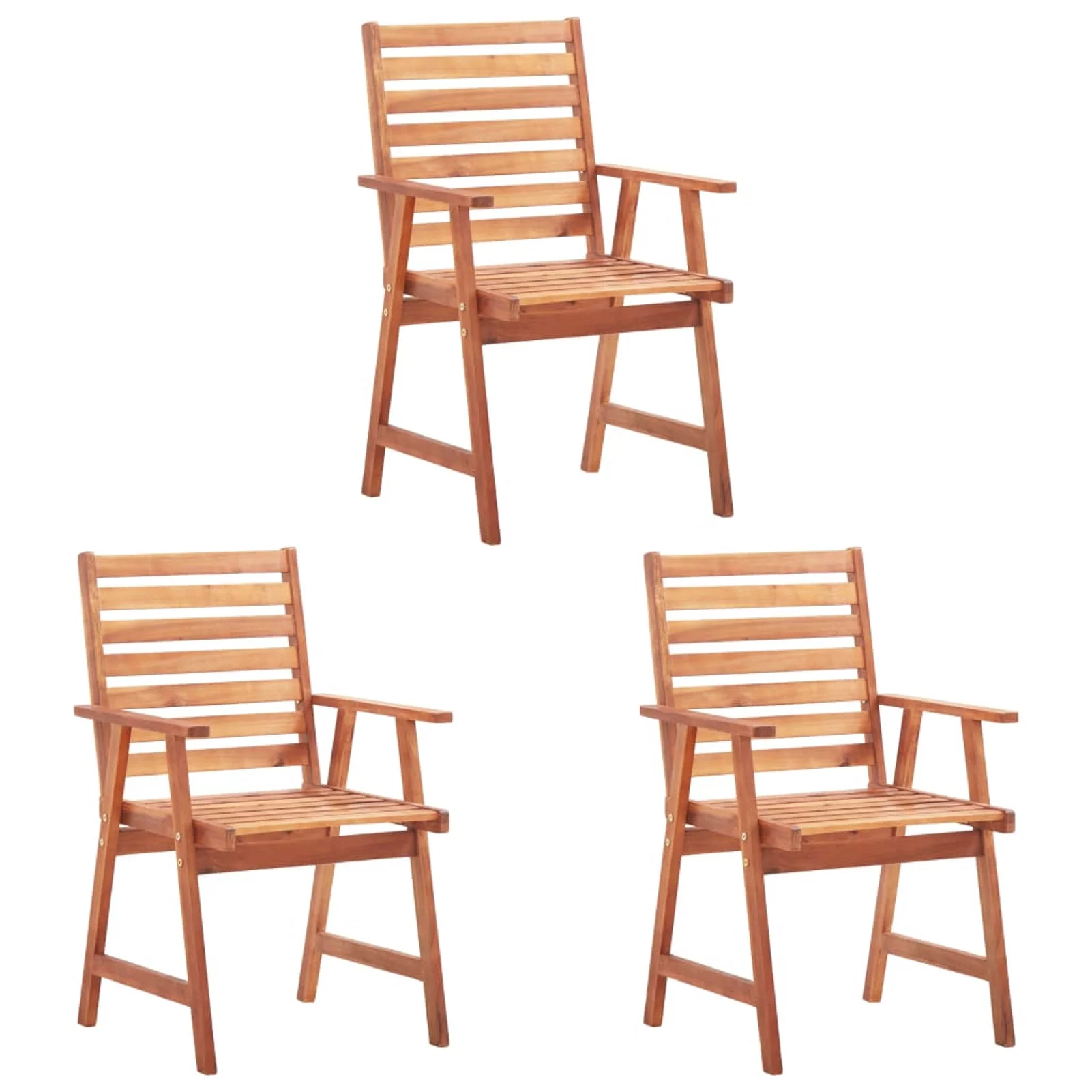Irfora Patio Dining Chairs 3 pcs with Cushions Solid Acacia Wood