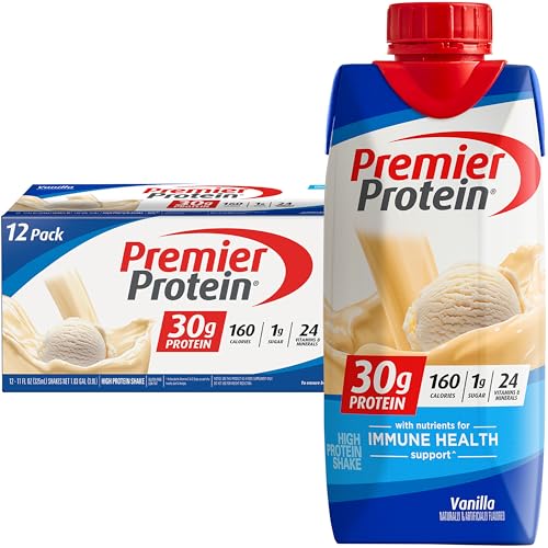 Premier Protein Protein Shake, Cafe Latte, 30g Protein, 1g Sugar, 11 fl oz Pack of 12