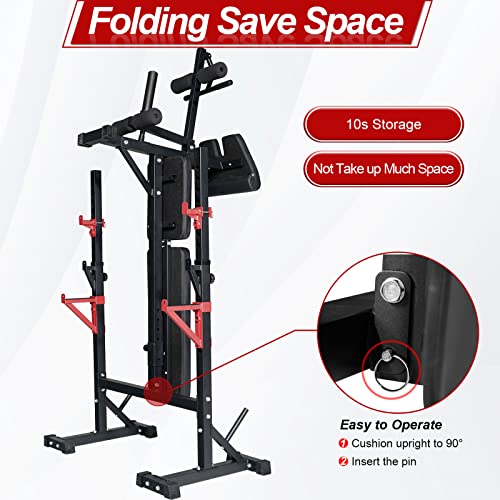 Weight Bench with Squat Rack,Bongkim Adjustable Bench,Multi-Purpose Foldable Bench & Barbell Rack Stand,Bench press 660Lbs