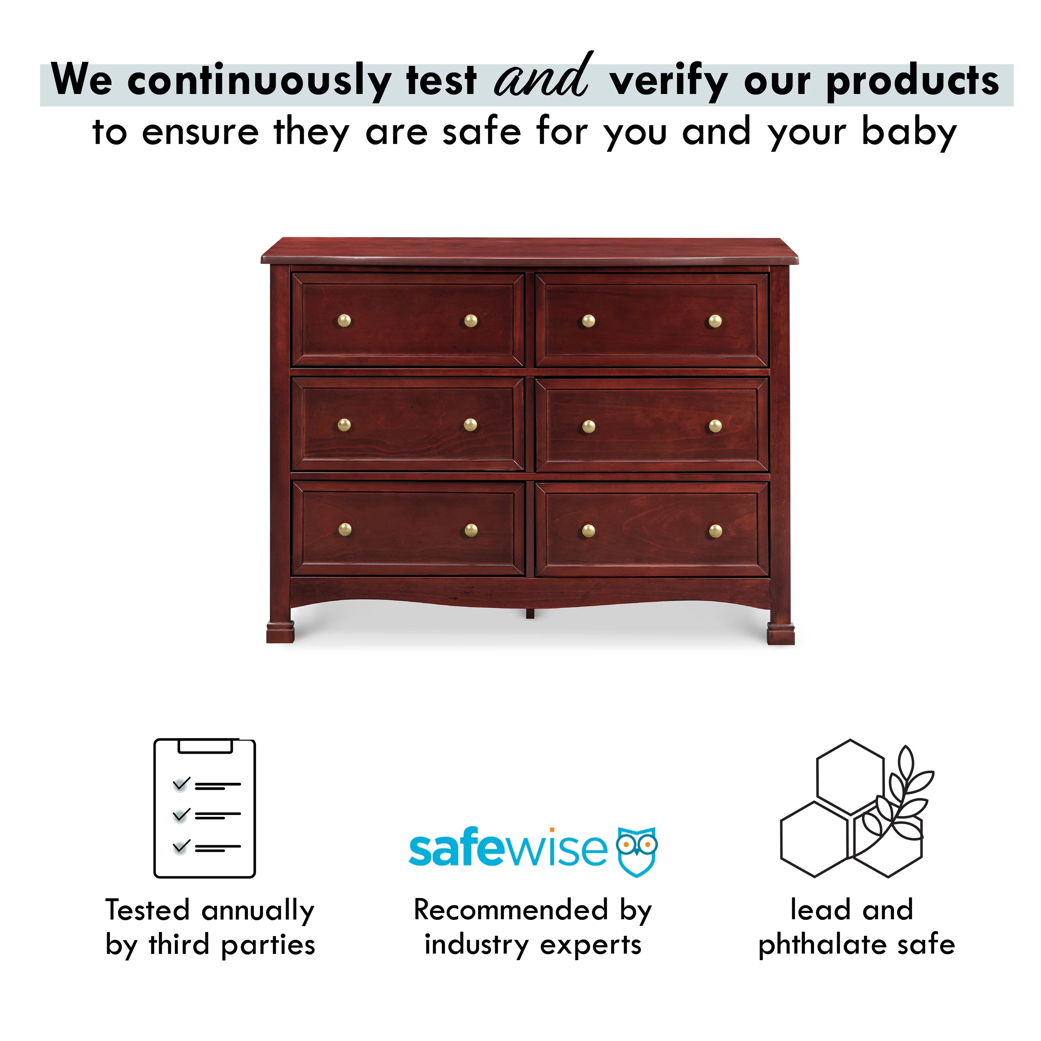 DaVinci Kalani 6-Drawer Double Wide Dresser, Rich Cherry