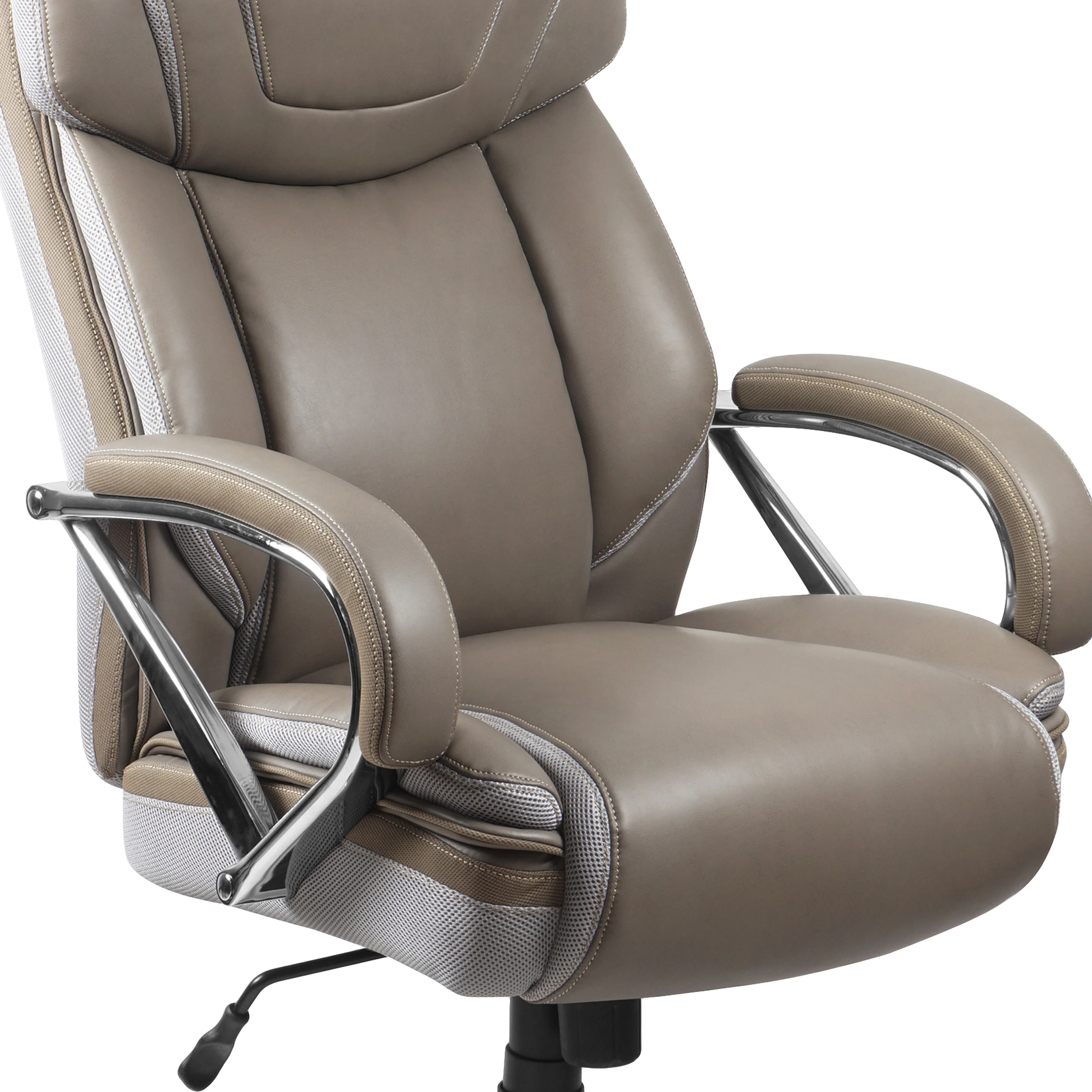 Emma + Oliver 500 lb. Big & Tall Taupe LeatherSoft Ergonomic Office Chair with Extra Wide Seat
