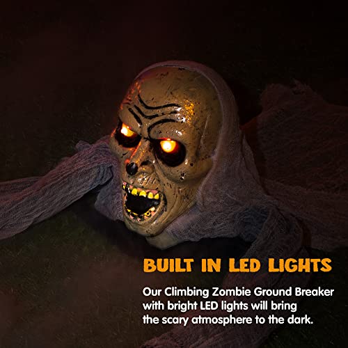 JOYIN Zombie Halloween Decoration Outdoor Groundbreaker with Sound and Flashing Eyes, Scary Halloween Graveyard Decor for Yard Garden, Outside Lawn Haunted House Prop