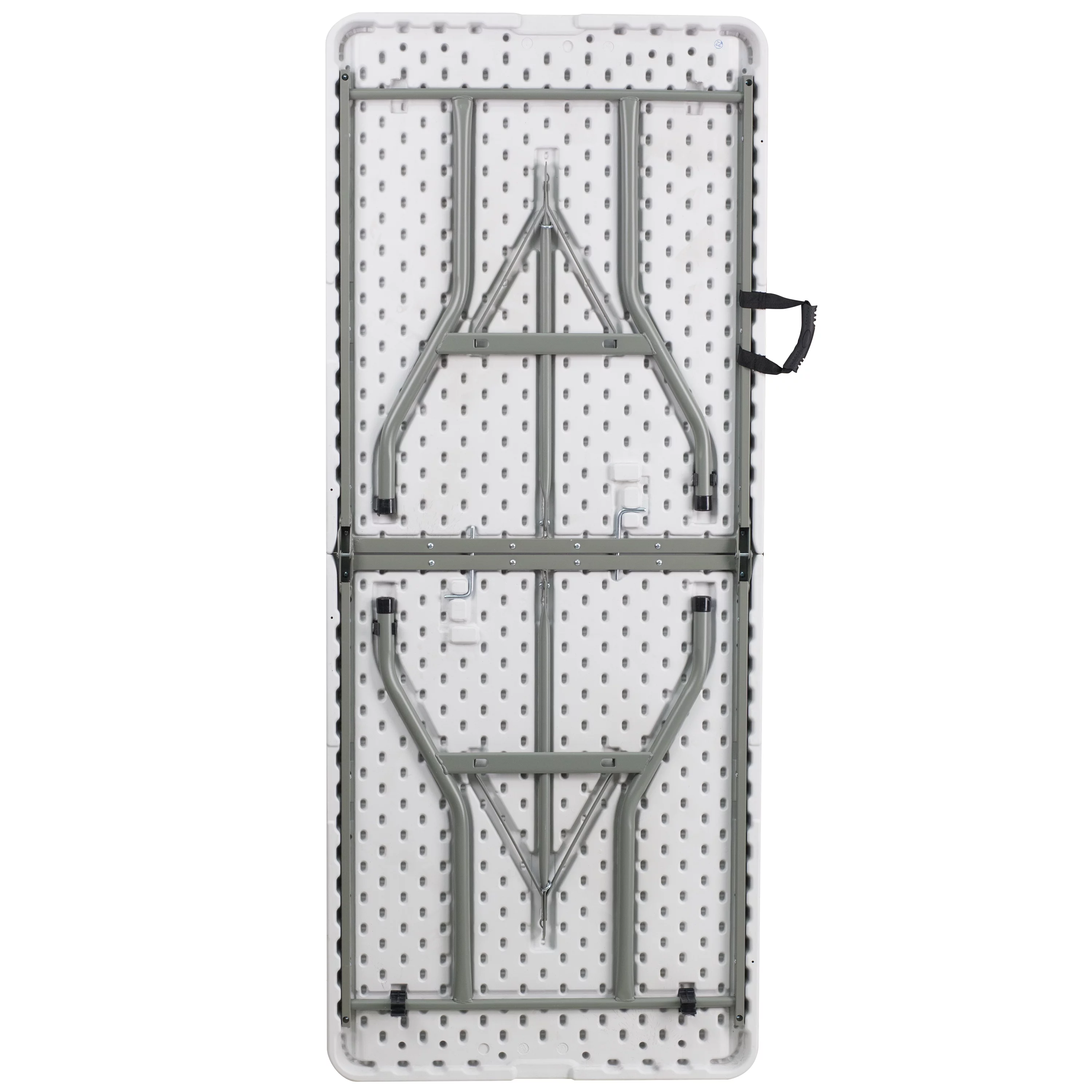 Emma + Oliver 6-Foot Bi-Fold Granite White Plastic Folding Table with Carrying Handle