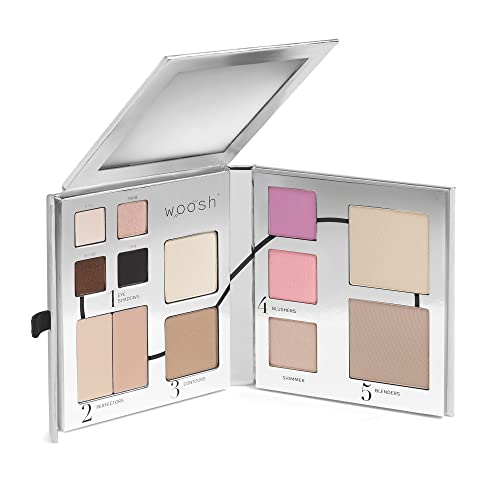 Woosh Beauty, Fold out Face Original Makeup Palette, Travel, All in One, Neutral Cream & Powder (#3 Medium)