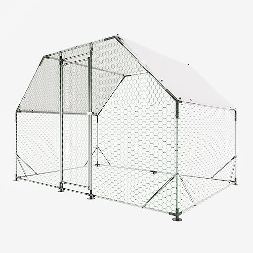 Large Metal Chicken Coop Run with Cover,13 x 10 x 6.4 FT Walk-in Poultry Cage Run with Lockable Doors,Chicken Pen for Outdoor, Backyard, and Farm,Suitable for Chickens and Other Poultry