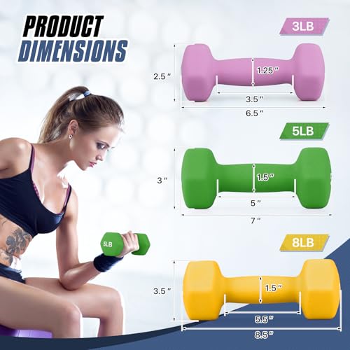 MADOG Dumbbell Set, Anti-Slip Neoprene Coated Hexagon Hand Weights for Home Gym Equipment Workouts Strength Training