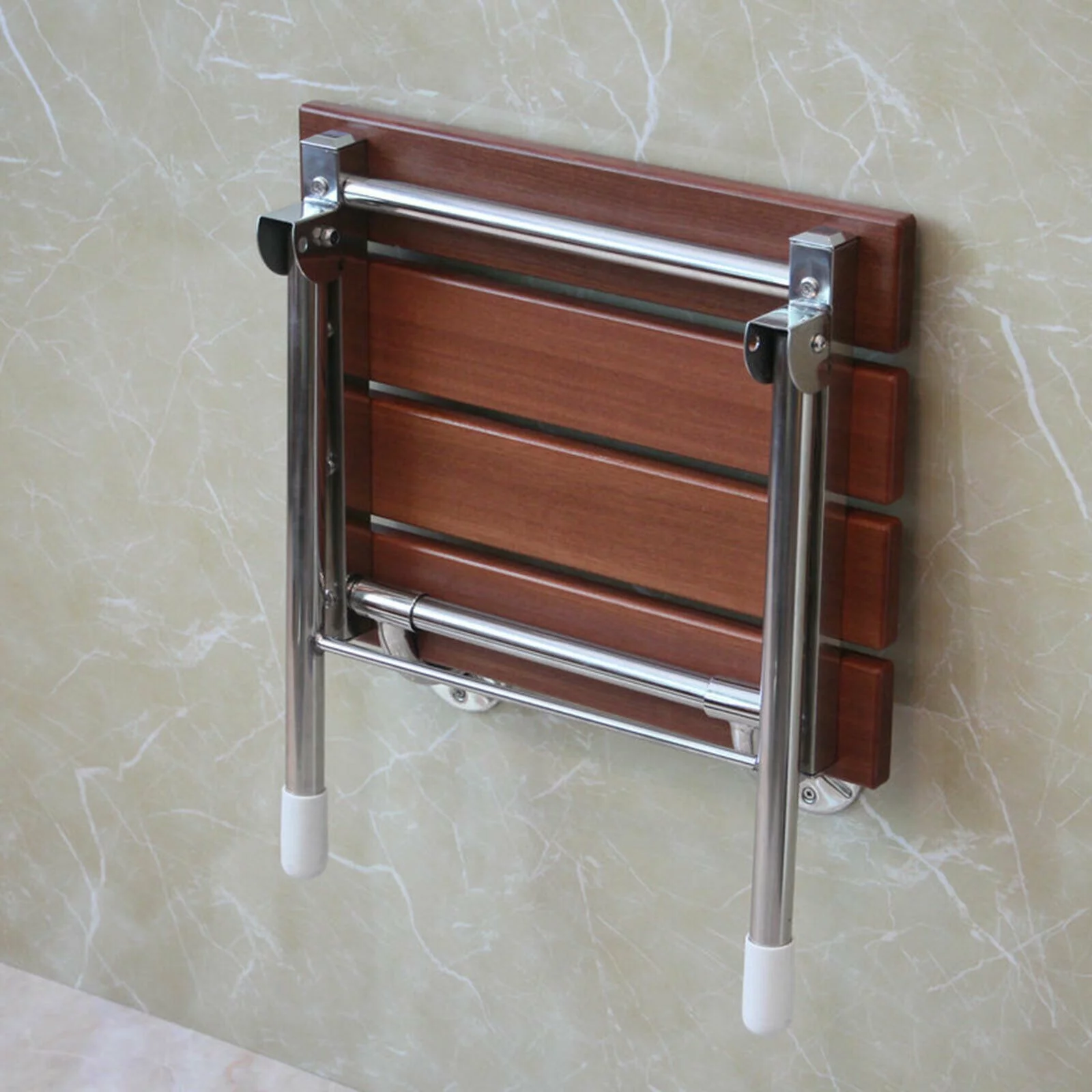 Folding Shower Seat Wall Mounted Wood Bathroom Chair Shower Spa Bench Seat Stool