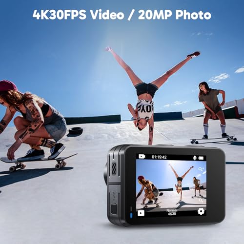 AKASO Brave 7 LE 4K30fps Action Camera with 256GB MicroSDXC U3 Memory Card Accessories Kit Bundle Ultra HD 131FT Waterproof Camera EIS 2.0 WiFi Remote Control Zoom Underwater Camera