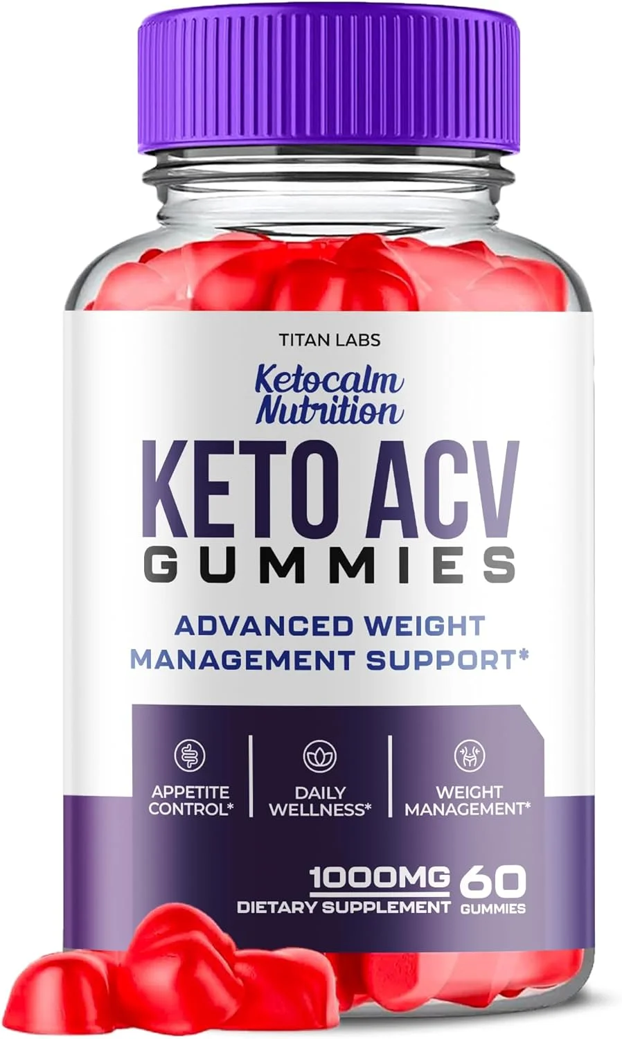 (1 Pack) Ketocalm Nutrition Keto ACV Gummies - Apple Cider Vinegar Supplement for Weight Loss - Energy & Focus Boosting Dietary Supplements for Weight Management & Metabolism - Fat Burn - 60 Gummies