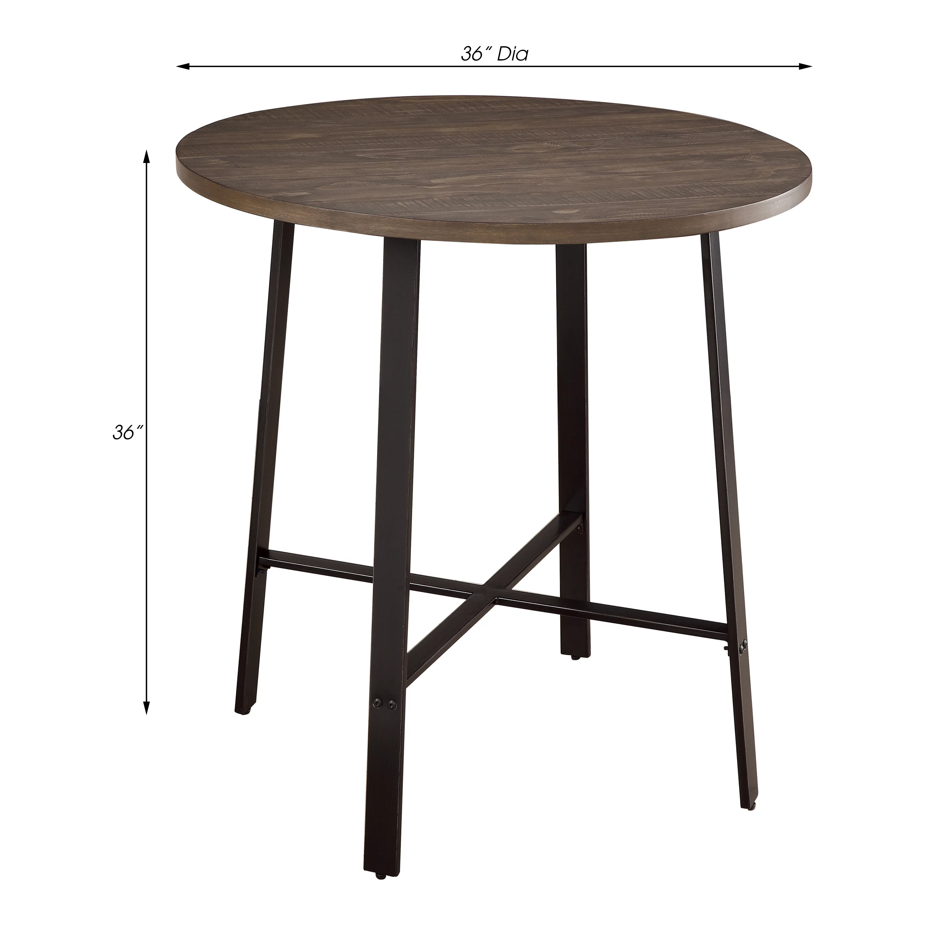 Lexiconhome Chevre Round 4-Seater Counter Height Table, Brown