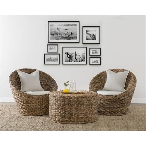 Trent Home Transitional Round Wicker/Rattan Coffee Table in Multi Brown