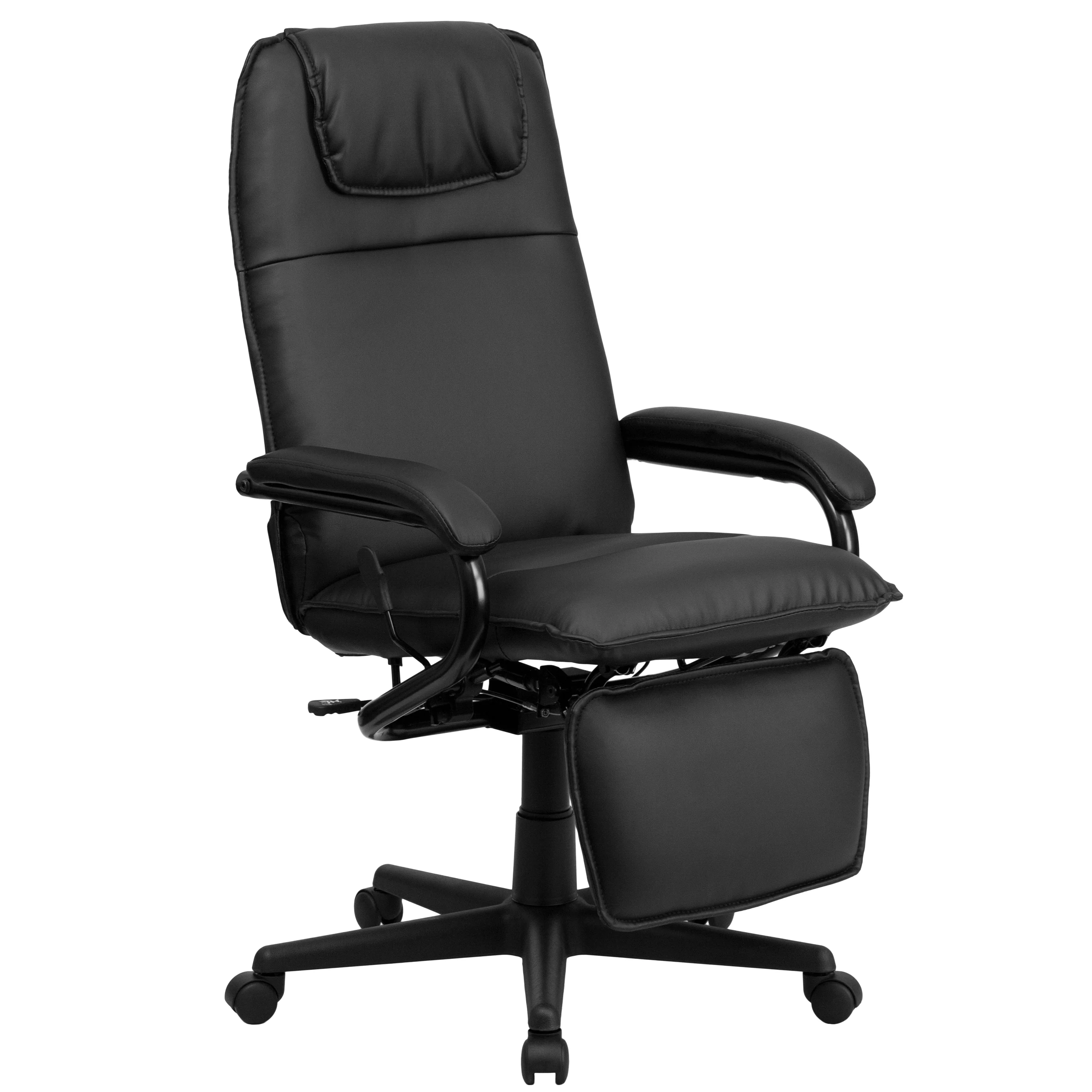 BizChair High Back Black LeatherSoft Executive Reclining Ergonomic Swivel Office Chair with Arms