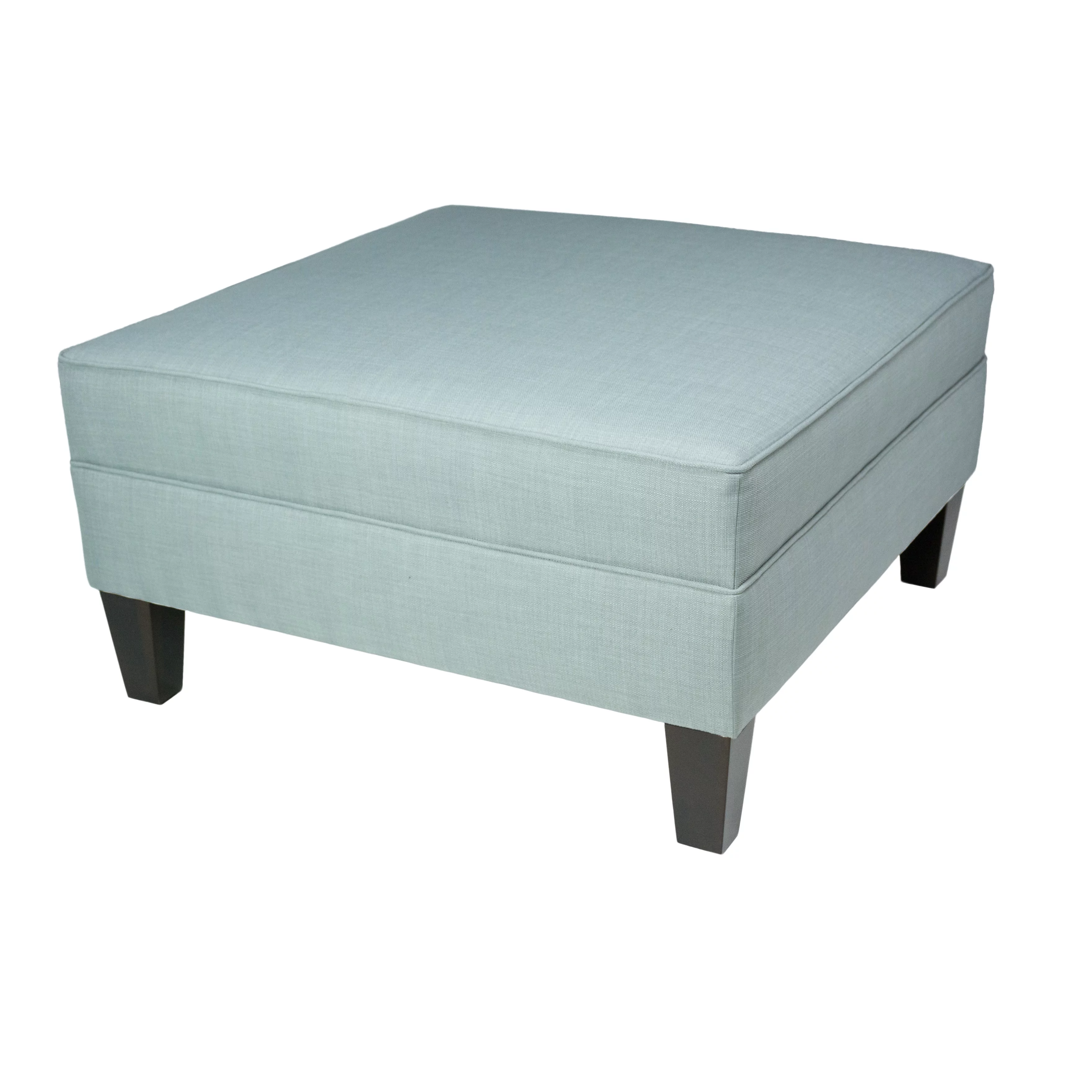 MJL Furniture  Parker Squared Fabric Upholstered Welted Oversized Ottoman Blue