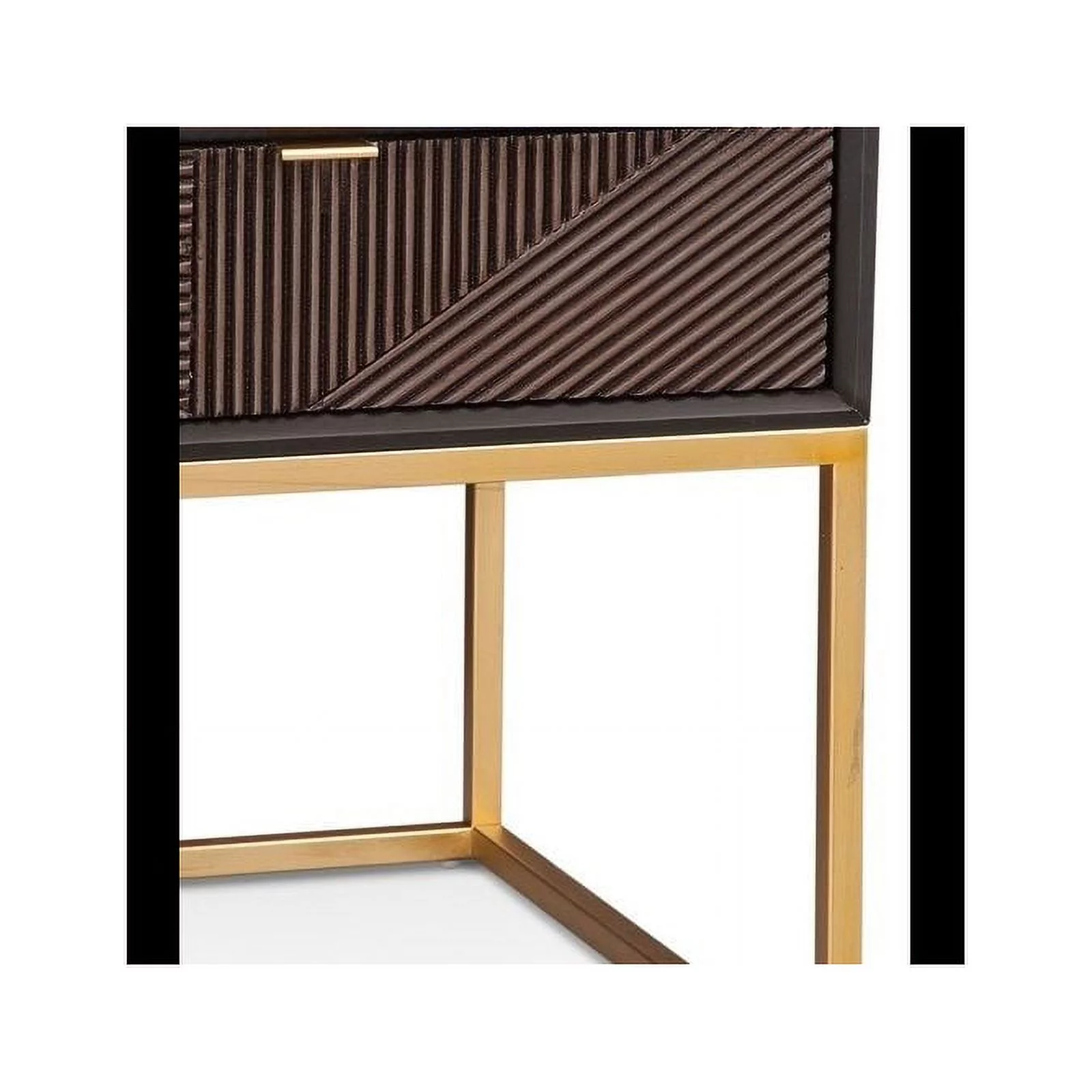 Beader Rectangular End Table in Black Wood and Metal