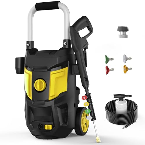 Electric Pressure Washer - 4500 PSI 2.8 GPM Electric Power Washer with 35FT Power Cord, 4 Different Nozzles, Soap Cannon for Car, Garden, Yard, House, Yellow