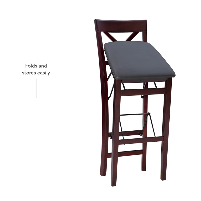 Linon Triena X Back Folding Bar Stool, 30 inch Seat Height