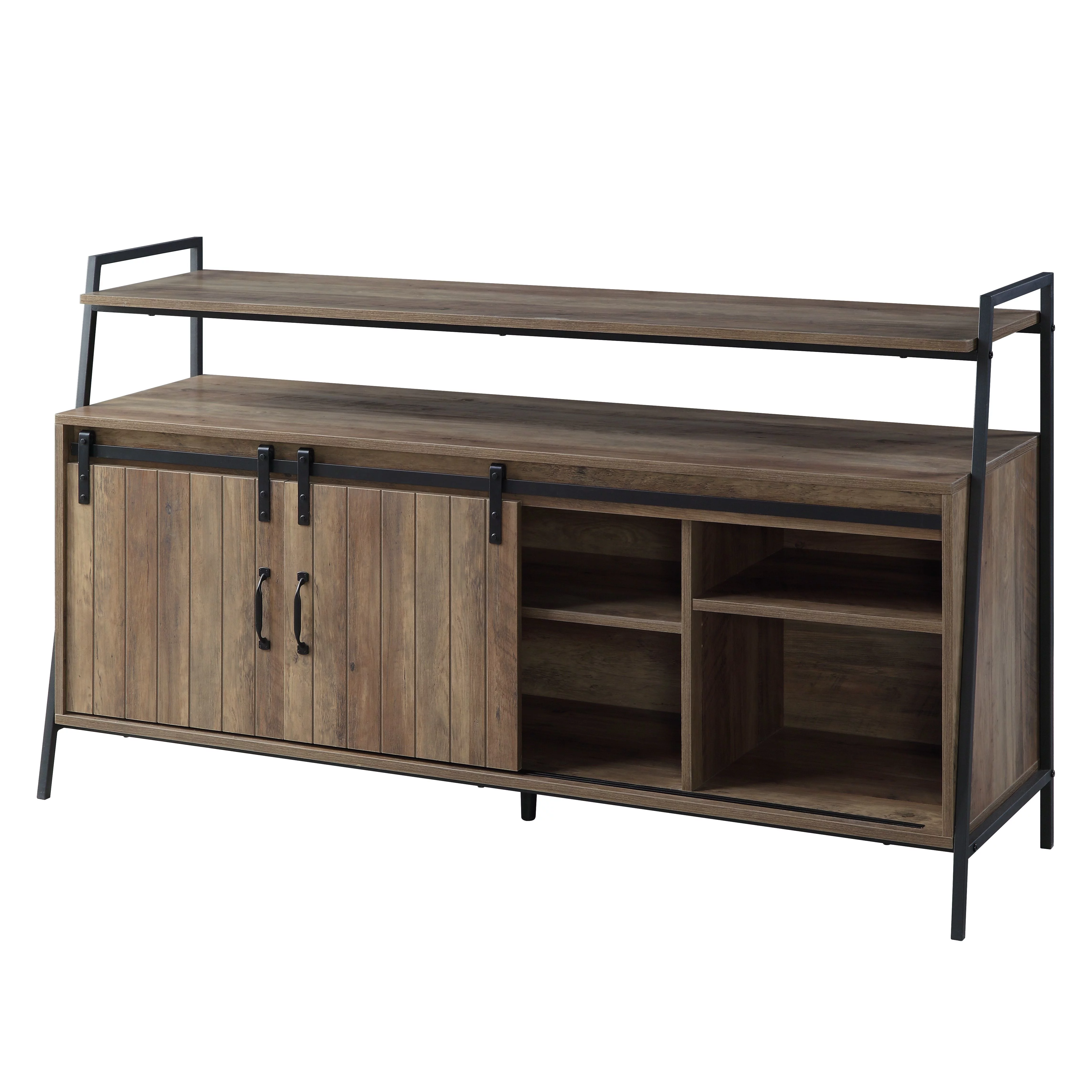 ikayaa Rashawn TV Stand , Rustic Oak & Black Finish