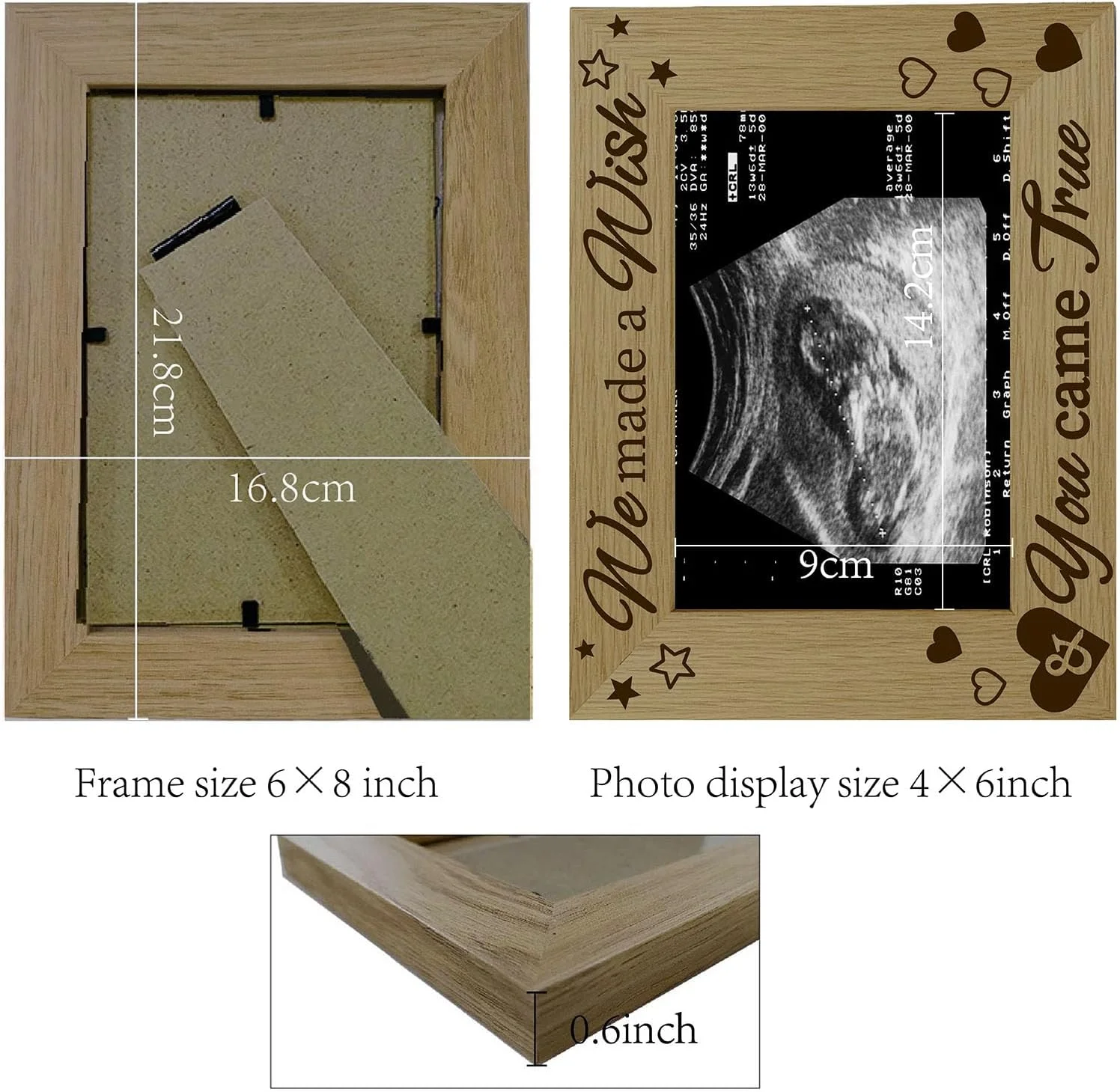 Ultrasound Picture Frame Sonogram Wood Photo Frames Engraved Display Tabletop Postcard Frame 4x6inch