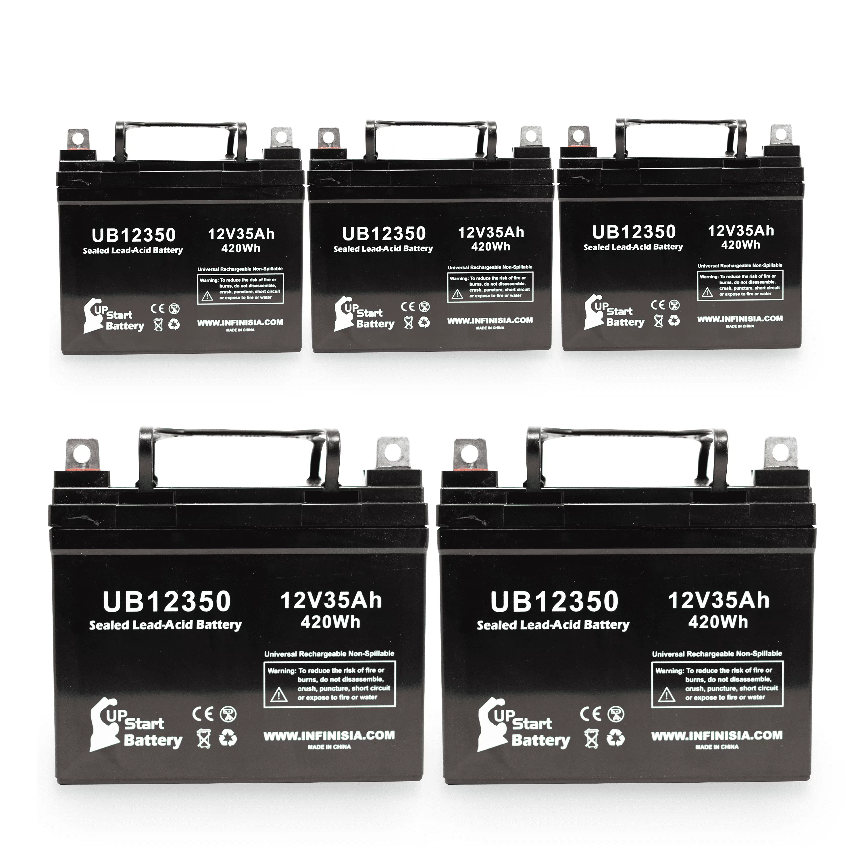 5x Pack - Compatible Suntech Regent3&4(newseries) Battery - Replacement UB12350 Universal Sealed Lead Acid Battery (12V, 35Ah, 35000mAh, L1 Terminal, AGM, SLA)