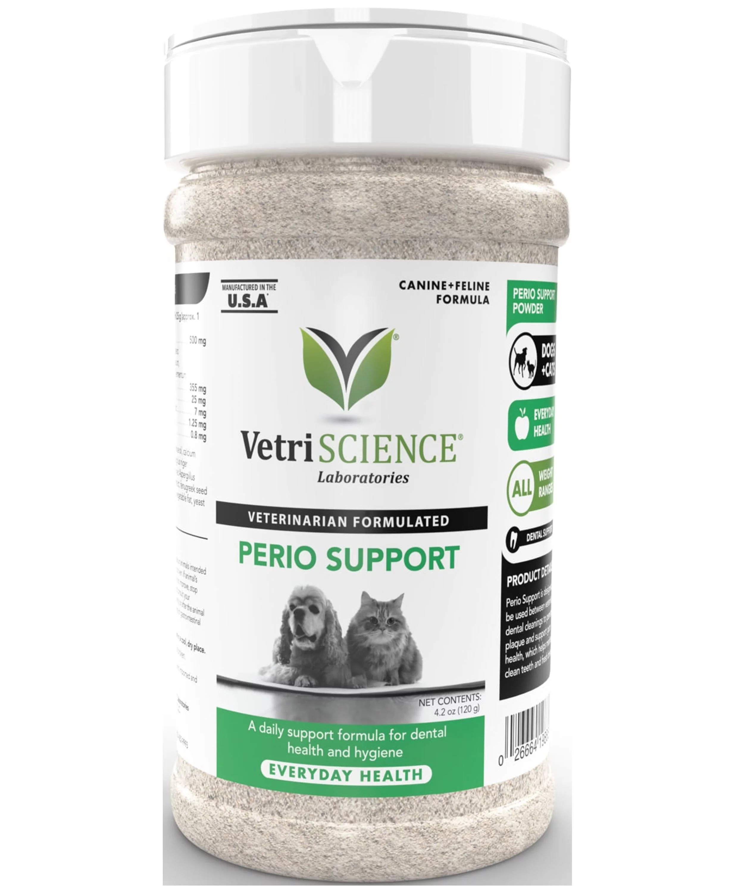 VetriScience Laboratories Perio Support, Dental Care Powder for Cats and Dogs, 4.2 oz.