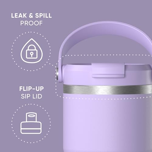 Hydrapeak Nomad 24 oz Tumbler with Handle and Straw Lid, Leakproof, Double Insulated, 24oz Cup Stainless Steel (Blush)