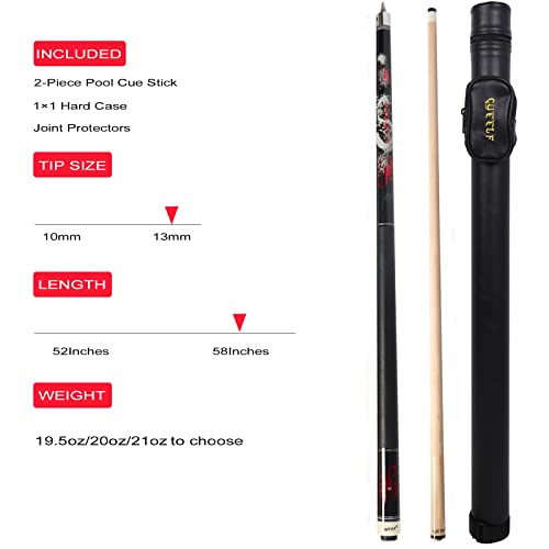 Pool Cue Stick,Billiard Cue Sticks with Hard Case Low Deflection Shaft Professional Billiard Pool Cues Sticks 19.5-21 oz cue Stick