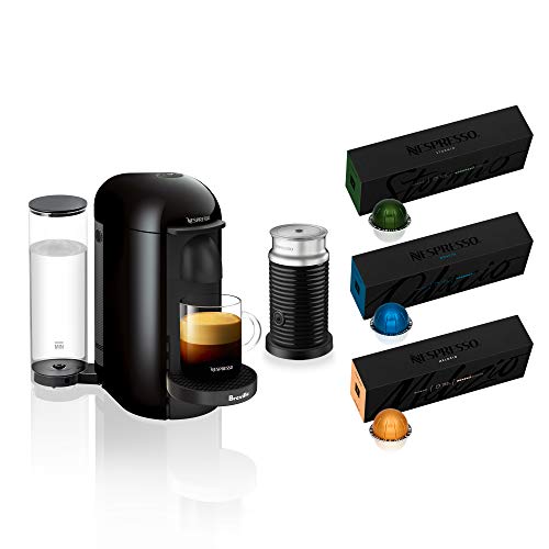 Nespresso Vertuo Plus Coffee and Espresso Maker by Breville, Ink Black with Aeroccino Milk Frother