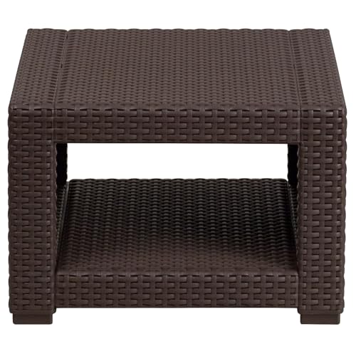Flash Furniture Seneca Chocolate Brown Faux Rattan Coffee Table