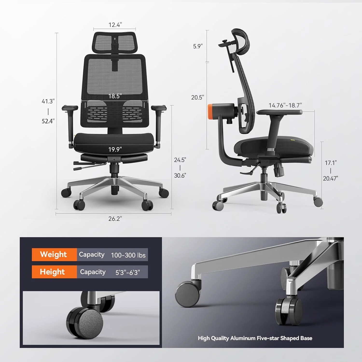 Newtral MagicH-BPro Ergonomic Chair with Footrest - High Back Desk Chair with Ultra Adaptive Lumbar Support & Auto-Following Headrest, 4D Armrest, Adjustable Seat Depth & Height, Home Office