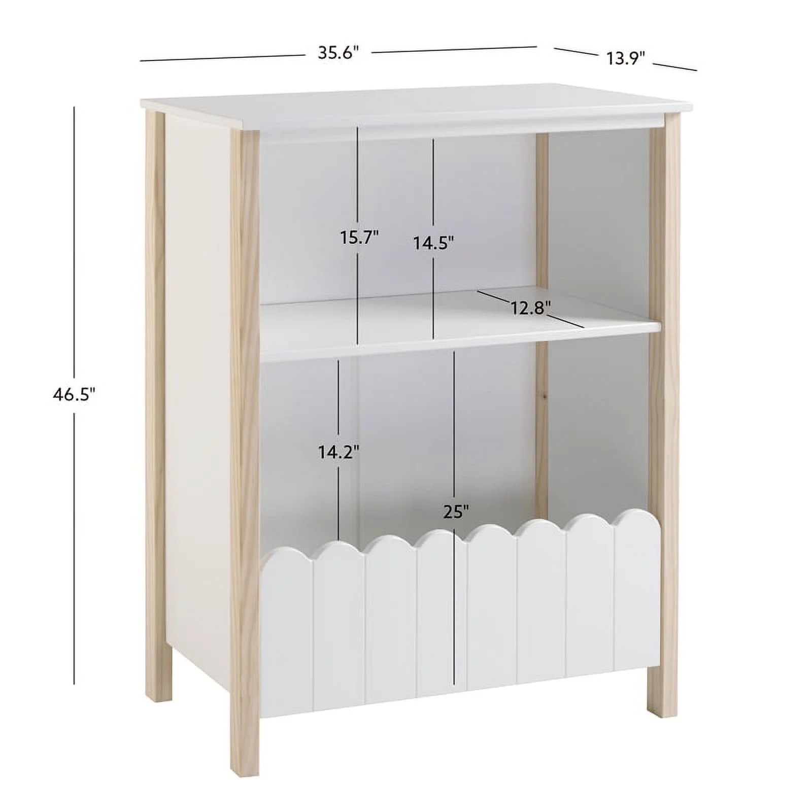 Linon Mila Wood Youth Bookcase in Natural and White