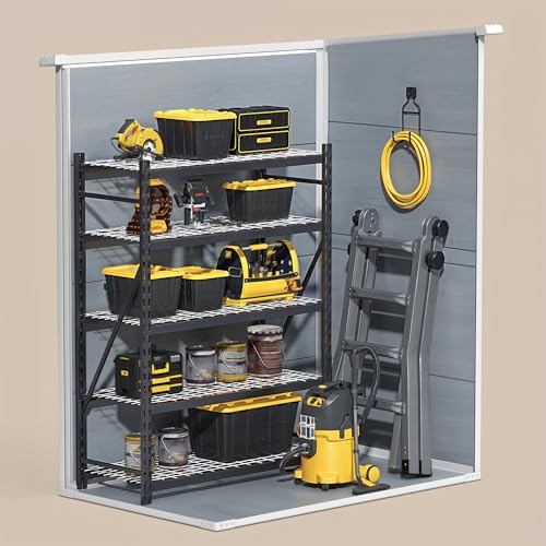 Gizoon 6x4 FT Outdoor Storage Shed with Floor, Resin Garden Tool Shed with Lockable Doors, Window, Vents, Reinforced Steel Frame, Waterproof Plastic Storage Sheds for Backyard, Patio, Lawn