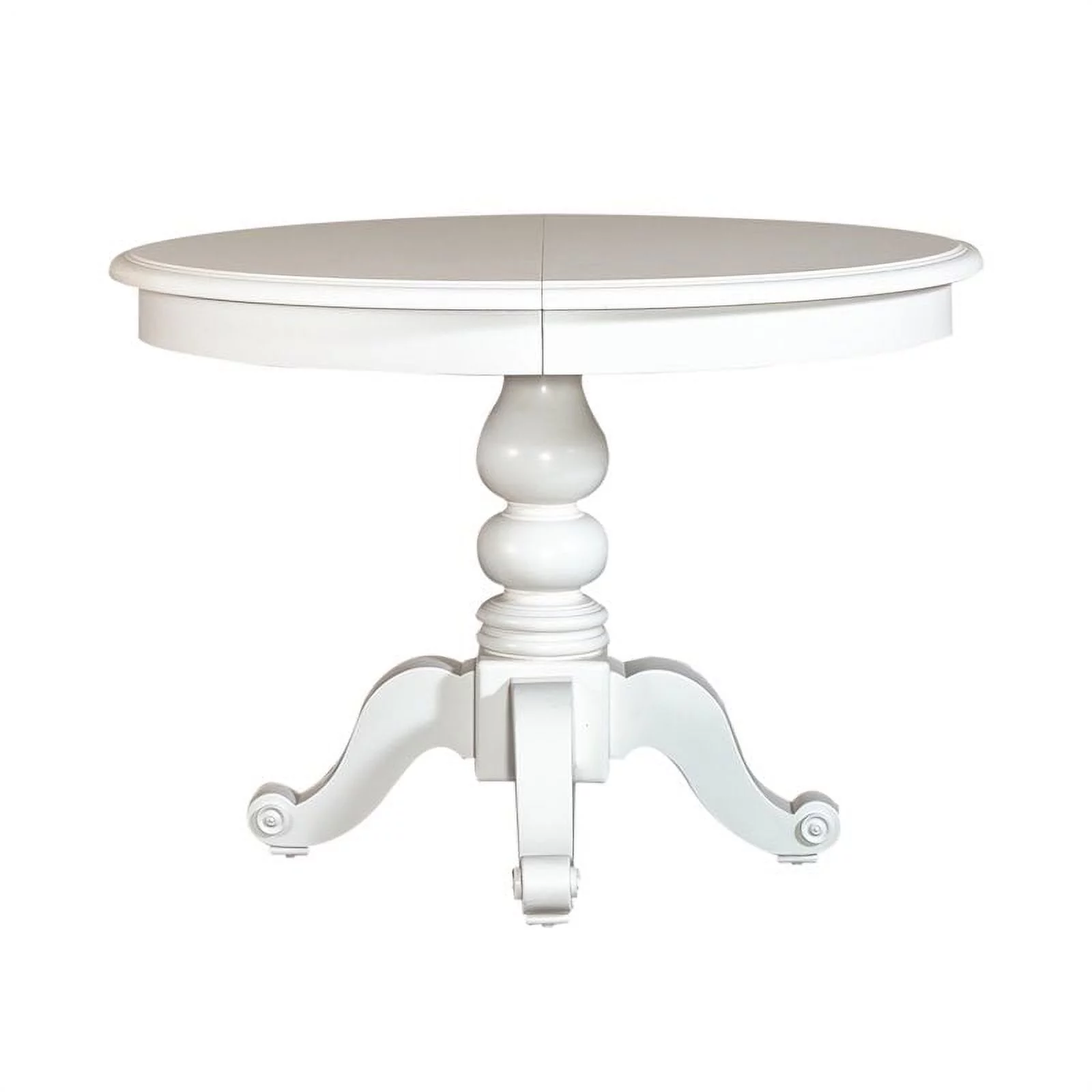 Pemberly Row Transitional Wood Top Round Pedestal Dining Table in White