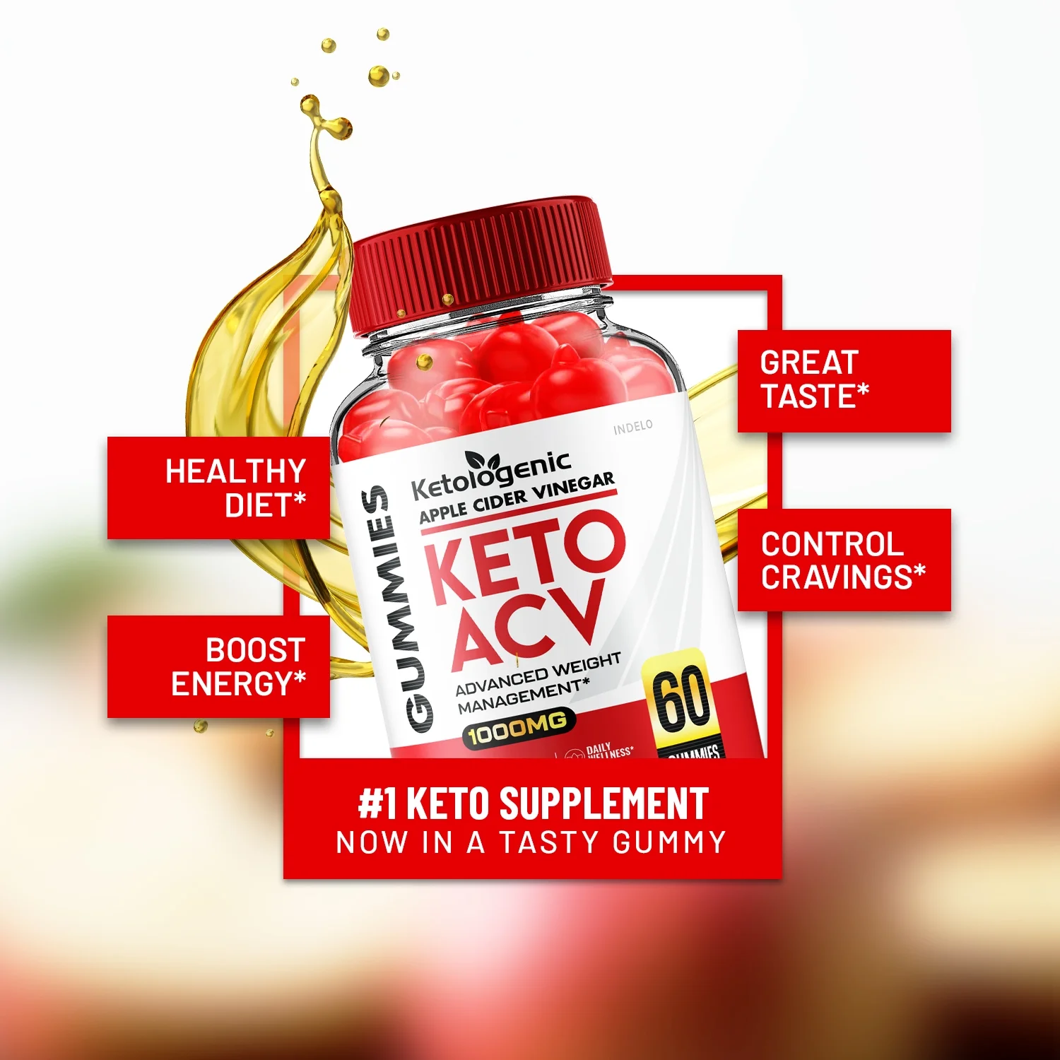 (5 Pack) Ketologenic ACV Keto Gummies Advanced Weight Loss, Ketologenic Keto Apple Cider Vinegar Gummies 1000MG, Ketologenic Keto+ACV Folic Acid Vitamin B12 (300 Gummies)