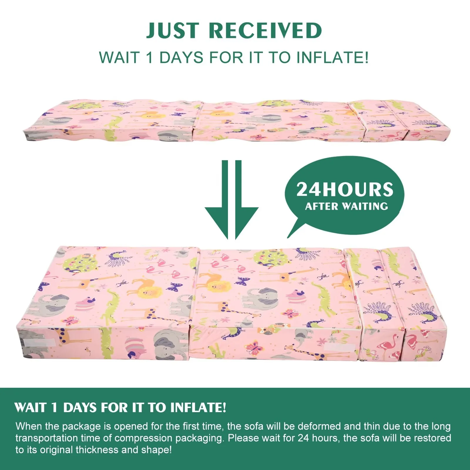 MOPHOTO Furniture Kids Fold Out Couch 2-in-1 Children Convertible Sofa to Lounger with Soft Plush Fabric, Toddler Couch Chair (Pink)