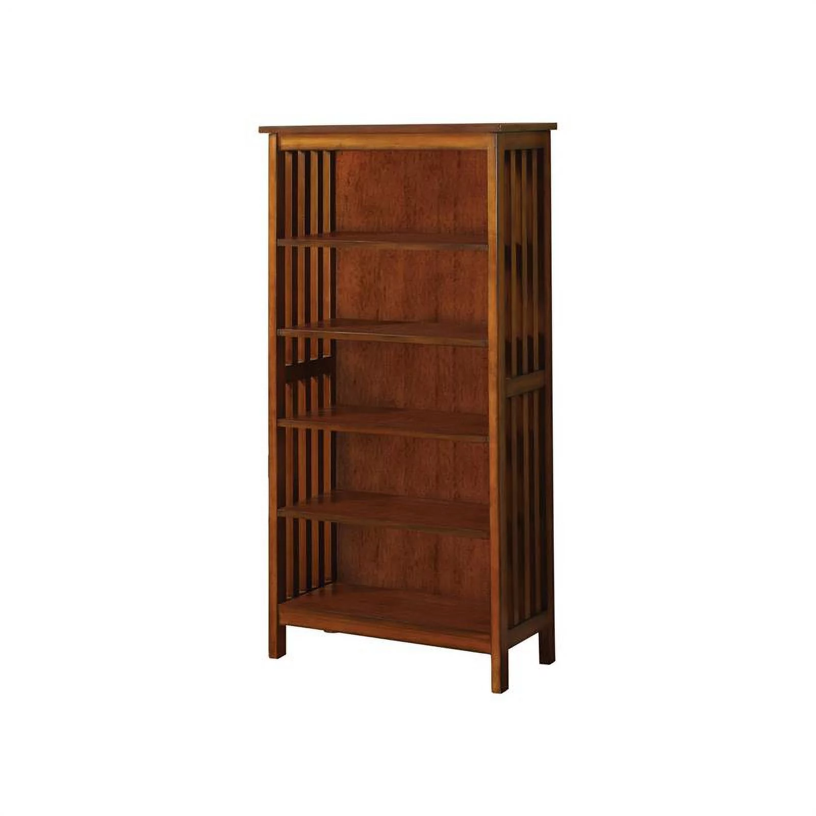 Furniture of America Davis Wood 5-Shelf Bookcase in Antique Oak