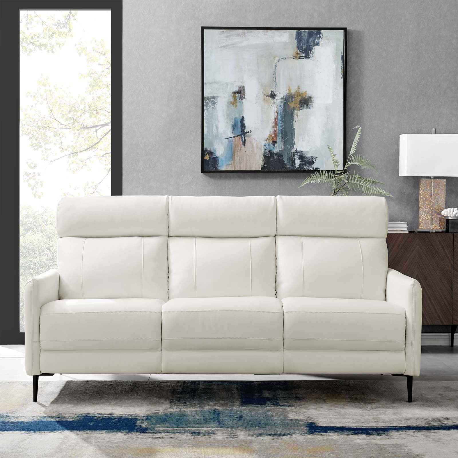 Modway Huxley Leather Sofa in White