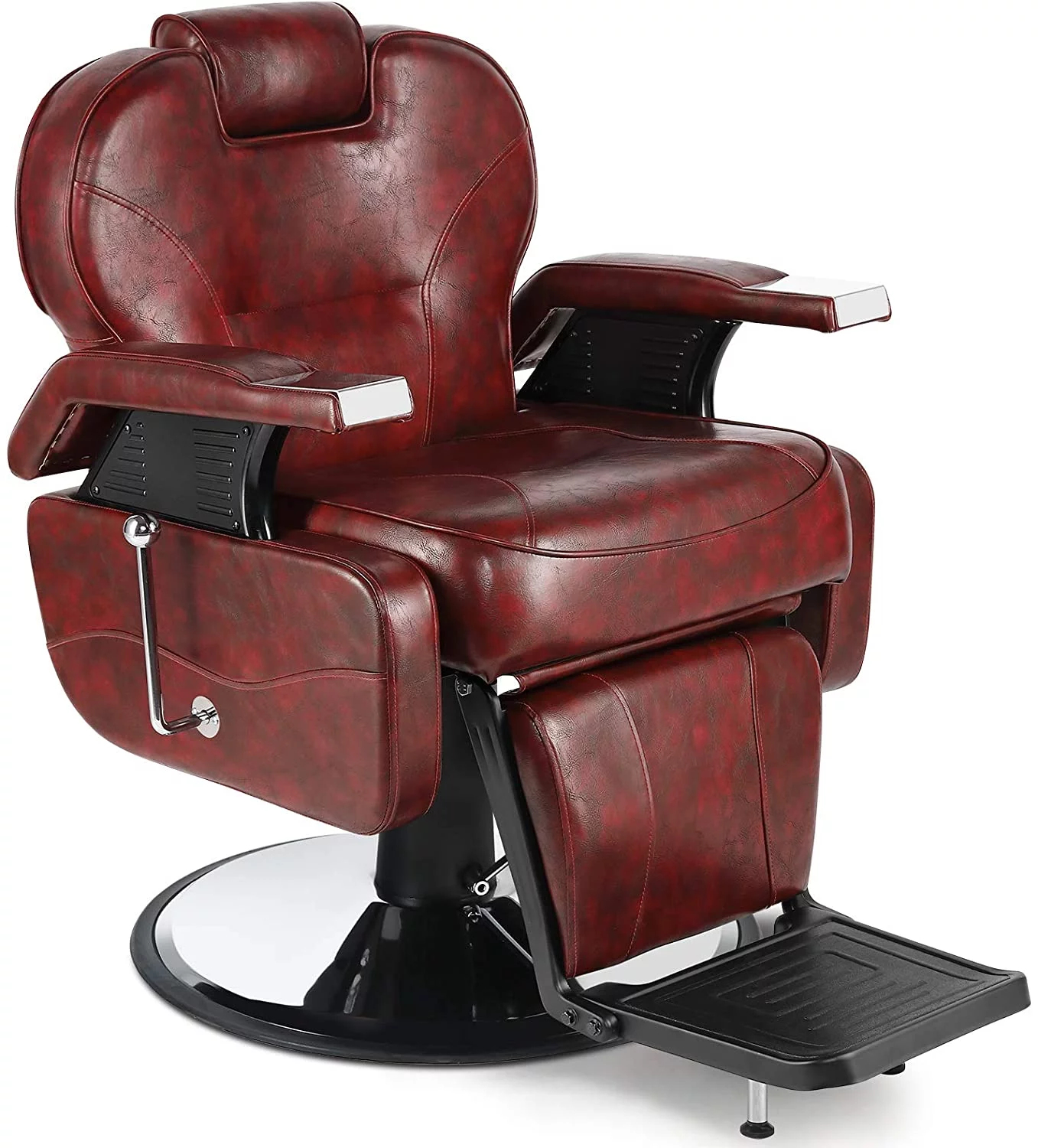 Artist Hand Hydraulic Red Recliner Barber Chair Tattoo Salon Chair for Hair Stylist Heavy Duty Salon Equipment