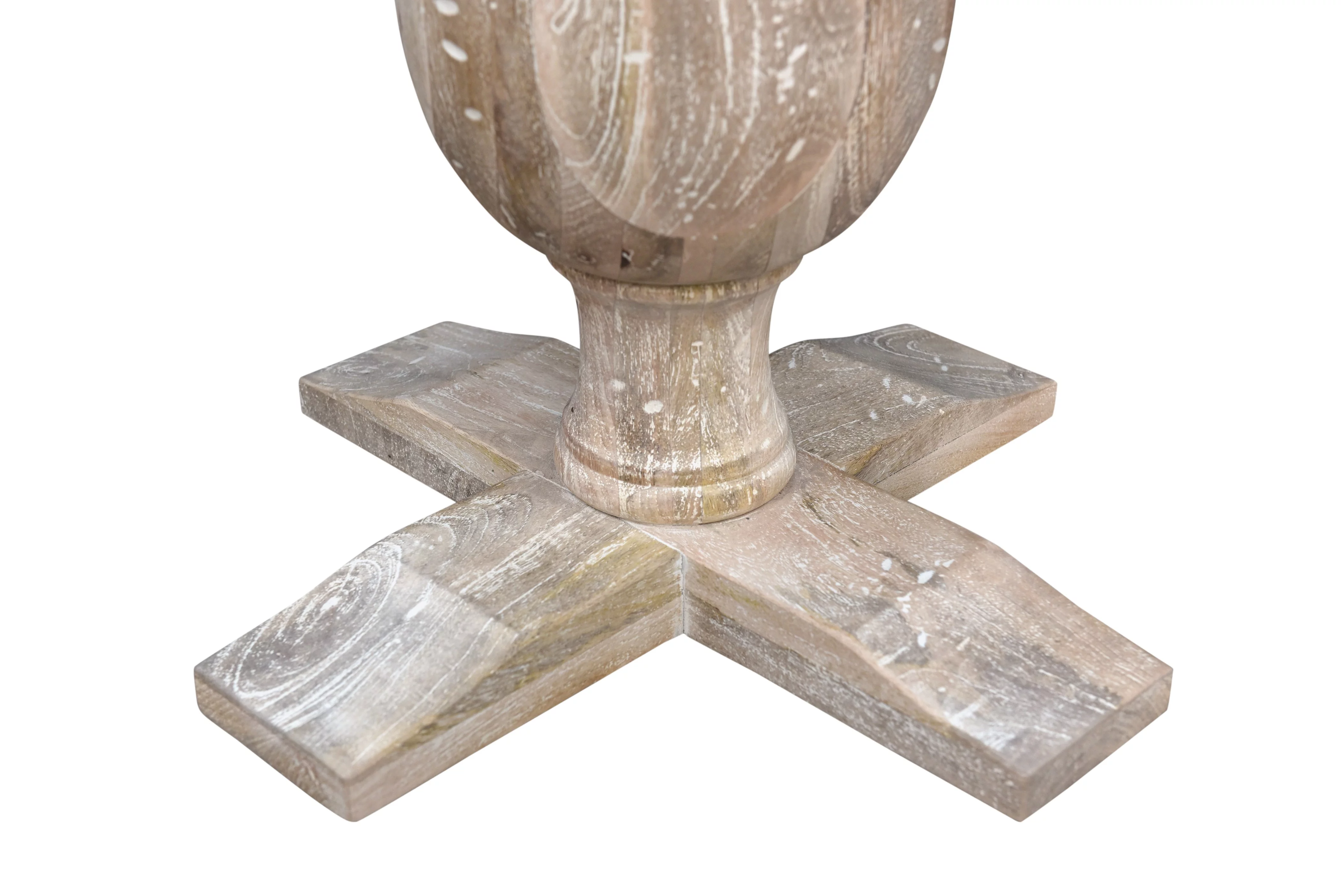 Ox Bay Berkley Modern Distressed Handmade Marble and Solid Wood Pedestal Side End Table, 22